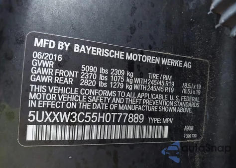 2017 BMW X4 xDrive28I z USA, uszkodzony, nr VIN 5UXXW3C55H0T77889